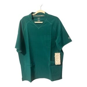 Essential Threads Mens Welby Hunter Green Scrub Top, Large